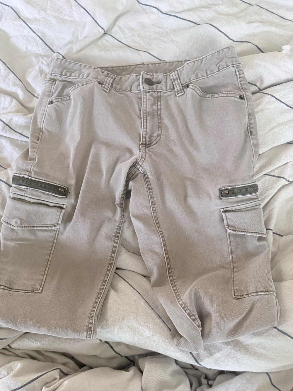 Light Taupe Low Raise Cargo Skinny Cut pants